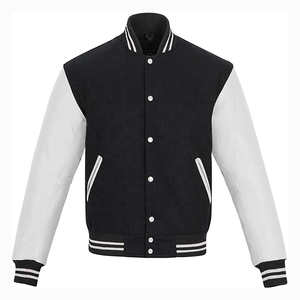 Chaqueta Varsity Azul para Hombre AL NOLAN ENTERPRISES, Mangas de Cuero Marrón, Cuello Redondo, Corte Regular, Estilo Casual, Transpirable - Product Image 1