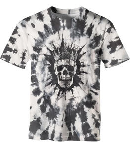 Camiseta Tie Dye de Mármol Blanco y Negro con Gráfico de Calavera Agrietada, 100% Algodón, Personalizable, Transpirable, Atrevida y con Estilo - Product Image 1