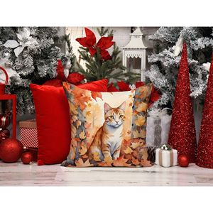 Almohada decorativa de hojas de gato Ural Rex en otoño, 14H x 14W, lavable a máquina para uso en interiores y exteriores, para decoración de sofá cama y Patio - Product Image 6