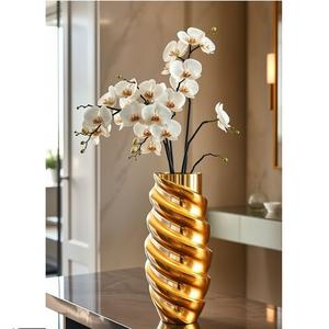 Diseño ideal para la decoración del hogar, florero dorado y jarrón para flores, personalizado, hecho a mano, la mejor decoración de interiores y diseño artesanal. - Product Image 1