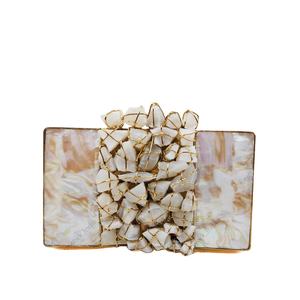 Bolso de mano indio artesanal de nácar con marco de latón y trabajo de alambre de piedra natural, bolso de lujo para fiestas nocturnas. - Product Image 1