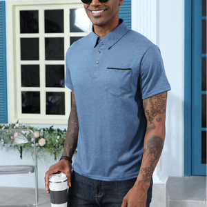 Quick Drying Mens Polo Shirts Breathable Cotton <b>Blend</b> Fabric Polo For Men Active Lifestyle Sportswear High Performance Gear - Product Image 3