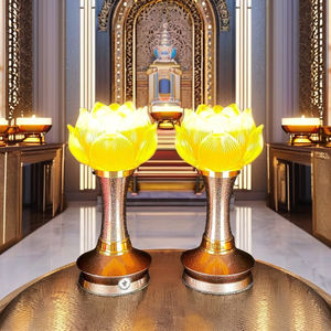 Linterna <span class=keywords><strong>de</strong></span> loto <span class=keywords><strong>de</strong></span> vidrio <span class=keywords><strong>de</strong></span> Buddha Iluminación decorativa para el hogar con Bodhisattva frontal para configuración <span class=keywords><strong>de</strong></span> salón o templo - Product Image 2