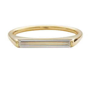Bague en or 14 carats plaqué or, diamant taille émeraude, cultivé en laboratoire, certifié IGI, bijou de fiançailles unisexe - Product Image 1