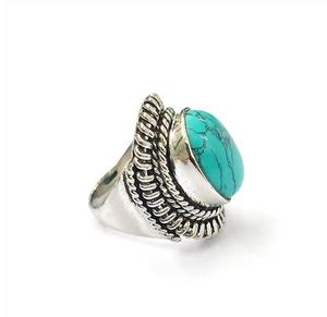 Handcrafted <b>925</b> <b>Silver</b> <b>Ring</b> With Oval Turquoise Gemstone Vintage Designer Jewelry Collection JAIPUR <b>SILVER</b> - Product Image 2