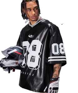 Chaqueta de Cuero Genuino de Alta Calidad para Motociclistas, Estilo Béisbol, Cuello Alto, Logotipo Frontal, Secado Rápido, Transpirable y Ecológica - Product Image 1