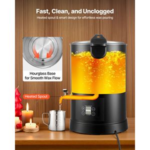 Fondi Cera a Forma di Clessidra con Riscaldamento Rapido e Uniforme, Beccuccio Facile da Versare, Display Digitale della Temperatura, per la Produzione di Candele, 10.6 Qts, Nuovo - Product Image 5