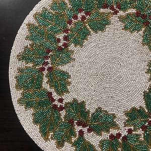 Mantel Individual de Tela Hecho a Mano con Forma Personalizada, Diseño de Cuentas Azules, Lujoso, Ecológico, Duradero, 5mm de Grosor, 400mm de Diámetro - Product Image 4