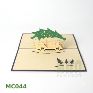 Tarjeta de Felicitación Navideña con Árbol de Navidad Cortado con Láser 3D Personalizado, Papel de Impresión por Transferencia Térmica con Relieve, Estilo Japandi, Hecho en Hanói ANN - Product Image 4