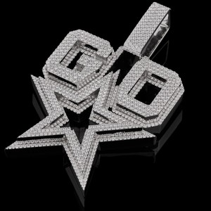 จี้ตัวอักษรเงินแท้ 925 ประดับเพชรโมอิสซาไนต์ทรงกลม VVS แบบ Iced Out สไตล์ฮิปฮอป ปรับแต่งได้ ผ่านการทดสอบเพชร 100% - Product Image 4