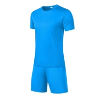 Conjunto de Camiseta de Manga Corta y Cuello Redondo de Color Sólido para Hombre, Conjunto de Dos Piezas Informal de Verano, Tejido Transpirable, 100% Poliéster - Product Image 5