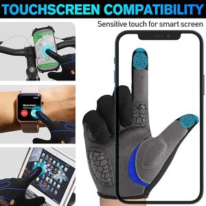 Guantes de ciclismo, guantes para bicicleta de montaña, guantes de entrenamiento para exteriores con dedos completos, guantes MTB antideslizantes con pantalla táctil y absorción de impactos, guantes de carretera - Product Image 2