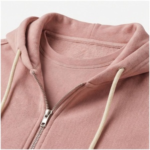 Women 100% Cotton Hooded <b>Zip</b>-Up <b>Sweatshirt</b> Solid Color Loose Fit Casual Tracksuit Top Autumn Full Sleeve Midweight Fleece - Product Image 4