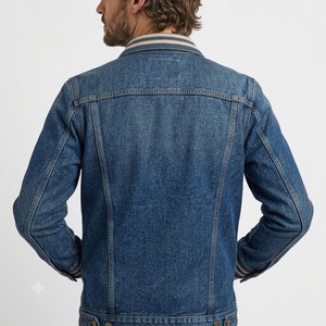 Veste en jean pour homme, col rabattu, fermeture boutonnée, finition délavée, automne, décontractée, motif uni, coupe régulière, matière en coton - Product Image 3