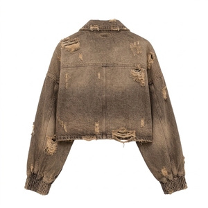 Chaqueta vaquera vintage para mujer, lavada, de manga larga, con botones frontales y cuello vuelto - Product Image 3