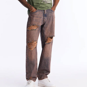 Washed Customized Color Breathable High Street Straight Regular Fit Mid Waist Lightweight Denim Skate <b>Pants</b> Men Women Wholesale - Product Image 1