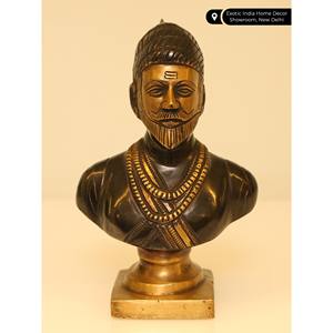 งานแฮนด์เมดทองเหลือง6นิ้ว chatrapati Shivaji maharaj ประติมากรรมของตกแต่งบ้านทำด้วยมืองานศิลปะอินเดีย - Product Image 2