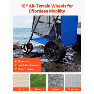 Carreta de Playa Plegable Reforzada con Ruedas Sólidas de 10 Pulgadas, Aislada, Capacidad de Carga de 75 kg, Carrito para Arena y Playa con Ruedas Grandes para Camping - Product Image 3