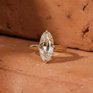 Anillo Solitario de Diamante Premium Corte Moval de Mina Antigua, Cultivado en Laboratorio, 2.02CT, Certificado IGI, con Oro Sólido de 18K, Anillo de Compromiso para Mujer, para Novia - Product Image 1