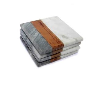 Ensemble de sous-verres en marbre poli à la main, écologiques et modernes, durables, lavables, en pierre naturelle - Product Image 2