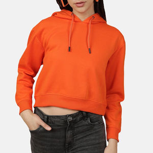 Solid Color Crop Top Wholesale <b>Hoodie</b> <b>Women</b> Sleeve Hoodies Crop Top For Girls Autumn <b>Thin</b> Hooded Cropped Pullover <b>Women</b> 100% - Product Image 4
