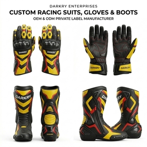 Combinaison de course moto en cuir imprimée sur mesure, équipement de moto OEM, bottes et gants de piste, séchage rapide, protection unisexe, vente en gros - Product Image 4