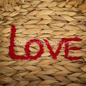 Heart Shape Water Hyacinth Tray Multi-Purpose Serving and Storage Beaded Edge <b>Valentine</b> Handicraft Popular Serving Tray - Product Image 3