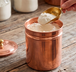 Copper Kitchen Storage Canister <b>Set</b> With Lid Round Food Container For Spice Pantry Classic Polished Design 1 Layer - Product Image 6