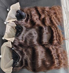 Extensiones de cabello Remy indio Real sin procesar, trama de peluca, estilo de onda profunda suave de un templo de donante, cabello crudo Natural - Product Image 5