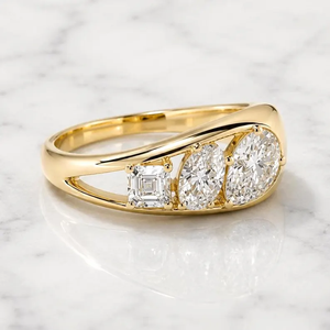 Bague fantaisie en or massif 14 carats, taille poire ovale et Asscher, 2,50 carats, couleur E, certifiée IGI, clarté VS1, nouvelle arrivée, bague sertie de diamants. - Product Image 3