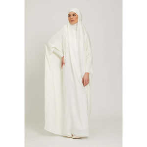 Jilbab/Abaya de prière en blanc ivoire, robe modeste, longueur totale - Product Image 4
