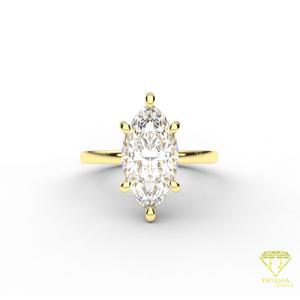 Bague centrale en argent 925 de qualité supérieure avec diamant de laboratoire taille marquise et bande en or rose pour les acheteurs de bijoux en gros - Product Image 4