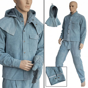 Combinaison de sécurité industrielle pour soudeurs, en cuir de vachette pleine fleur épais, imperméable, ignifuge, résistante aux chocs thermiques et aux étincelles - Product Image 4