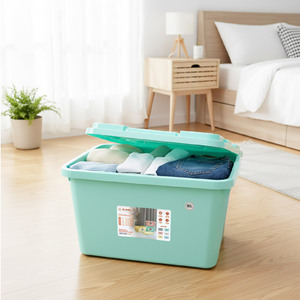 PP <b>Plastic</b> Storage Box Handles BPA Free Stackable Lightweight Eco-Friendly Minimalist Decorative Organizer Living Room Wardrobe - Product Image 5