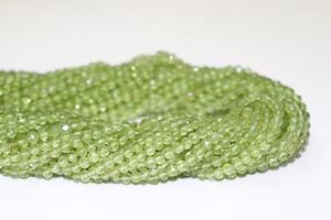 Vente en gros de perles rondes à facettes en péridot naturel de 3.5mm 14 pouces de long pour la fabrication de bijoux boules rondes - Product Image 5
