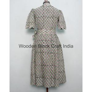 Vestido Midi Elegante de Manga Corta con Estampado Floral para Mujer, Estilo Casual Vintage, 100% Algodón, Cintura Natural con Cinturón, Transpirable y Lavable - Product Image 6