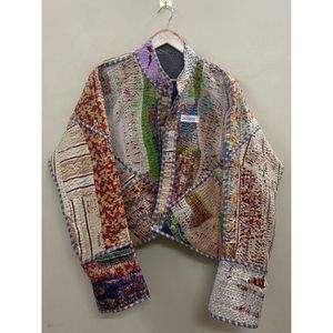Veste Kantha en coton 100% de créateur, multicolore, style ethnique haut de gamme, avec fermeture ouverte, faite à la main, vintage, vente en gros - Product Image 4