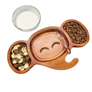 Custom Wooden Monkey Shaped Divided <b>Dinner</b> Plate Kids Wooden Serving <b>Tray</b> Eco-Friendly Wooden Tableware for Snacks Fruits - Product Image 2