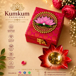 Indian Handmade Wooden <b>Gift</b> <b>Box</b> with Lotus Brass Diya Diwali & Christmas Housewarming Wedding Return <b>Gifts</b> Festive Party Favors - Product Image 3