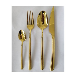 Ensemble de couverts modernes en acier inoxydable poli miroir or et argent, vaisselle écologique, couleur personnalisable pour - Product Image 3