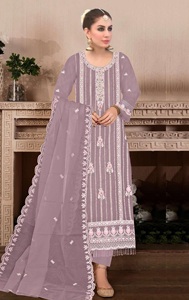 ชุดสูทมิดิแบบกึ่งสำเร็จรูปผ้าวิสโคสปักลาย สำหรับงานปาร์ตี้ งานแต่งงาน และงานดิวาลี - Product Image 3