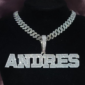 Custom <b>Name</b> Shape Pendant 925 Sterling Silver Lab Grown VVS Diamond Iced Out Hip Hop Charm Luxury Jewelry Unisex - Product Image 1