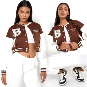 High Quality Custom Satin Silk Women's Varsity <b>Jackets</b> <b>Short</b> Cropped XL Size Autumn Printed Custom Logos Button Wholesale Supply - Product Image 6