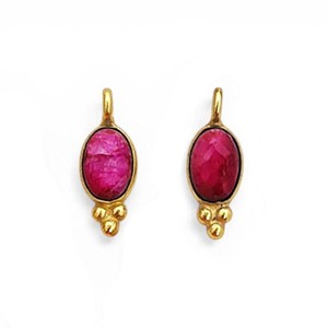 Handmade Oval Dyed <b>Ruby</b> Oval Gemstone Charm Pendant for Making Bracelet <b>Necklace</b> - Product Image 1