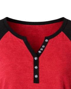 Red Black Women T Shirt Short Sleeve Henley Neck Raglan Tee Soft Cotton Casual Summer <b>Top</b> Breathable Comfortable Daily Wear - Product Image 6