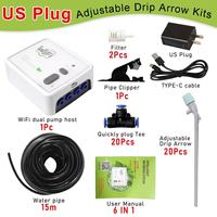 Sistem Irigasi Tetes Otomatis WiFi Tuya Smart Dual Pump, Kit Kontrol Jarak Jauh via Aplikasi, Perangkat Pengatur Waktu Penyiraman Otomatis untuk Tanaman Kebun