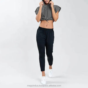 Sweat à capuche court à manches longues personnalisé en gros dame femmes pulls à capuche sweats à capuche courts pour femmes crop top cordon de serrage - Product Image 4