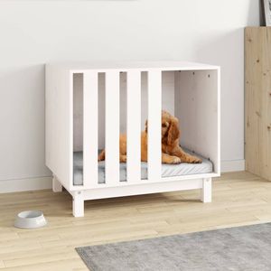 Casa para Perros de Madera de Pino Sólido Blanca, Resistente, de 27.6 x 19.7 x 24.4 Pulgadas, Casas y Muebles para Mascotas - Product Image 1
