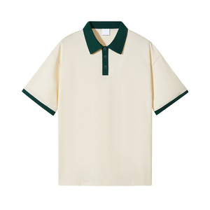 Polo homme noir à manches courtes, col marron, décontracté, en coton Oxford respirant, coupe classique, couleur unie - Product Image 3