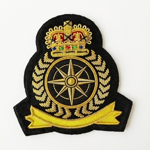 Custom Goldwork Embroidered Crown & Star Patch Sew-On Uniform Badge Luxury Bullion <b>Wire</b> Applique for Garments and Apparel - Product Image 1